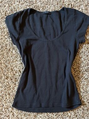 Brandy Melville Black Scoop Neck Short Sleeve Tee